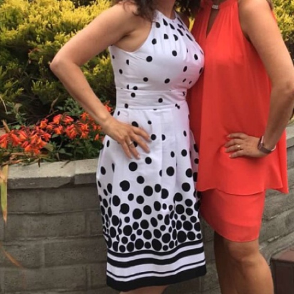 White & Black polka dot dress